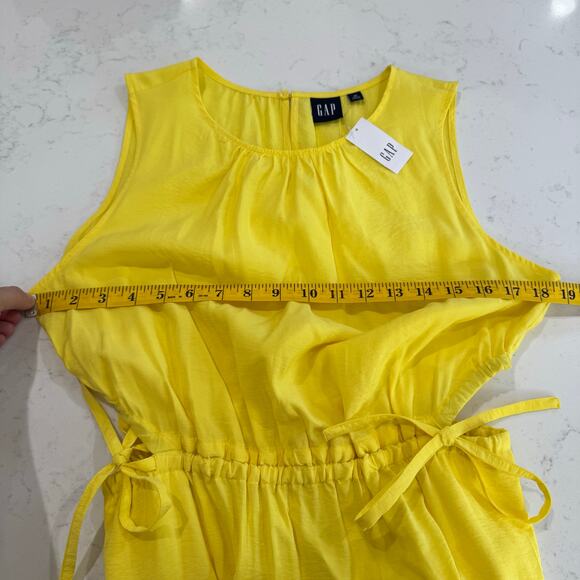 GAP Yellow Sleeveless Dress Women’s Medium Cutout Tiered Drawstring Waist NWT - Picture 13 of 14